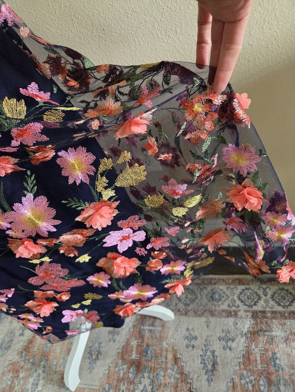 Xscape Off The-Shoulder Embroidered Floral Midi Dress Size 14 NWT $300 Formal - Picture 7 of 16